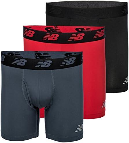 New Balance Men 6 Boxer Brief Fly Front With Pouch, 3-Pack