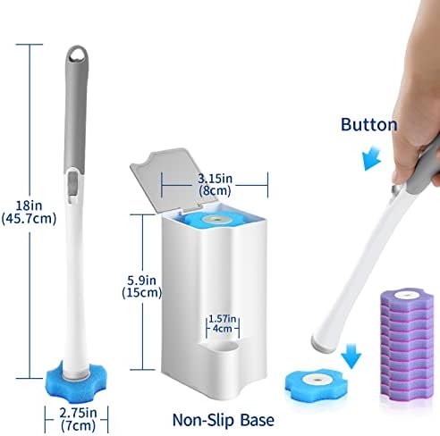 Escova de vaso sanitário descartável com 20 recargas de vaso sanitário e suportes, kit de limpeza de vaso
