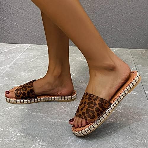Flippers para mulheres ao ar livre Impressão a água confortável Fashion Casual Leopard Lanfos internos