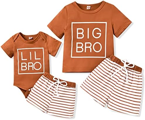 Honykids Baby menino combina roupas Big Brother/Brother Brother+calça curta Roupas de verão combinando