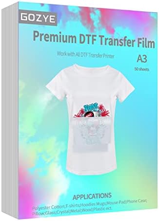 GOZYE 50 folhas A3 Premium DTF Transfer Film-1000 g/35,3 oz Digital Digital Pó para impressão direta