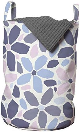 Bolsa de lavanderia de flor de Ambesonne, flores geométricas com composição de cor pastel poligonal com