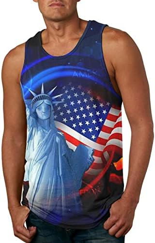 BMISEGM Summer Men Shirts Casual Summer New American Independence Day Cotton 3D Prind Casual Men tank Top Men