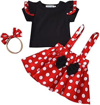 Amberetech Infant Baby Girl Mini Mouse Shorts Suits Romper Rodfit 3pcs Conjunto de roupas