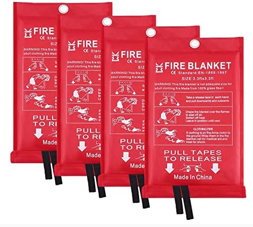 Cobertor de incêndio de emergência para casa e cozinha - 2 pacote 3,3x3.3ft de fibra de vidro de fibra
