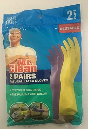 Sr. Clean Sr. Clean Medium Reutilable Latex luvas, 2 cores, 2 piar, 2 contagem