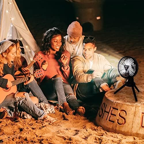 Fã de acampamento portátil AKYSUN com luzes - 10400mAh Battery Operated Tent Fan para atividades ao ar livre -