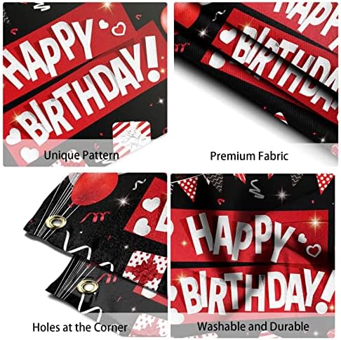Feliz Aniversário Banner, Red e Birthday Party Decoration Supplies para adereços de fotos de fundo externo