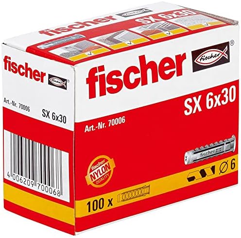 Fischer 070006 6 x 30 mm SX Expansion Plug Zinc