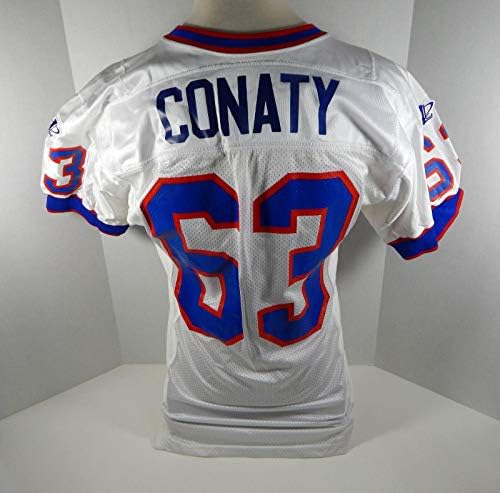 1997-98 Buffalo Bills Bill Conaty 63 Game usado Jersey White - Jerseys de Jerseys usados ​​na NFL não assinada