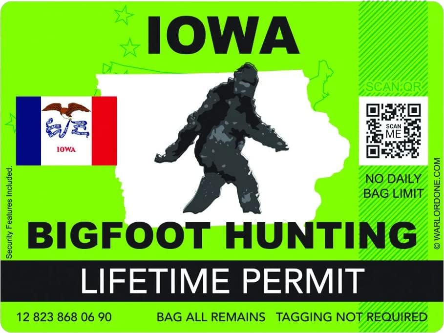 Iowa Bigfoot Hunting Permission Adesivo Auto Adesivo Vinil Sasquatch Lifetime - C3285- 6 polegadas ou 15 centímetros