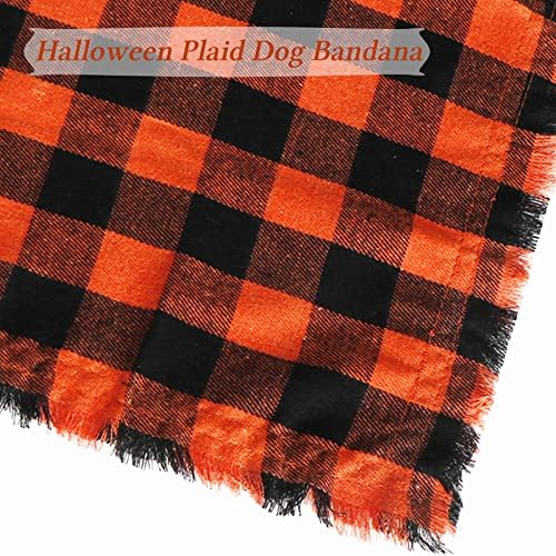 STMK Halloween Dog Bandana, 4 Pack Halloween Plaid Dog Bandanas com borda de borlas para o Dia de Ação de
