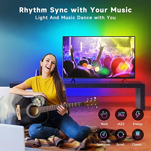 Comsync Immersion TV LED Kit de luzes de fundo & HDMI 2.0 Caixa de sincronização, RGBIC Wi-Fi TV Light Strip