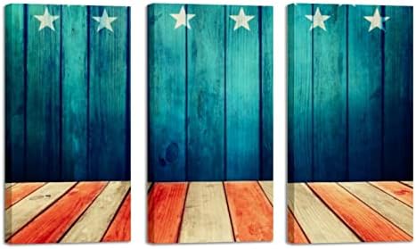 Arte de parede para sala de estar, pintura a óleo na tela grande bandeira americana de madeira American