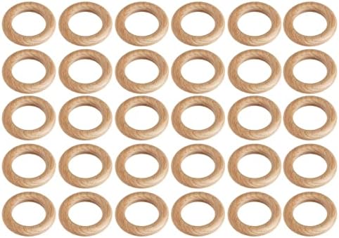 Anéis de madeira fáceis colorir 30 peças amplamente usadas superfície lisa de anéis de madeira