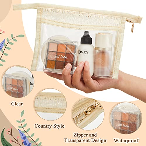 3 PCs Bolsa de maquiagem transparente com bolsa de higiene pessoal com zíper para mulheres Bolsa de cosméticos