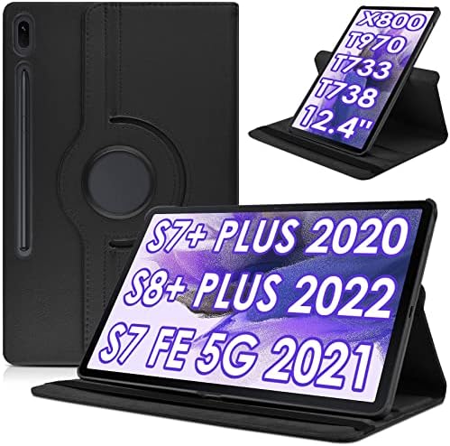 Caixa rotativa de Detuosi 360 ° para Samsung Galaxy Tab S7 Fe 5g 12,4 2021, Galaxy Tab S8 Plus Tablet