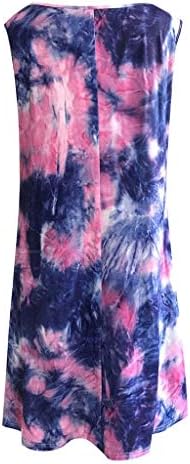 Vezad feminino tie-dye gradiente mangas vestido de tira de verão túnica de túnica de túnica swing com