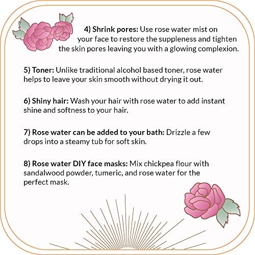 Água de rosas de Quinn - Spray de toner facial hidratante, toner de spray de água de rosas e condicionador,