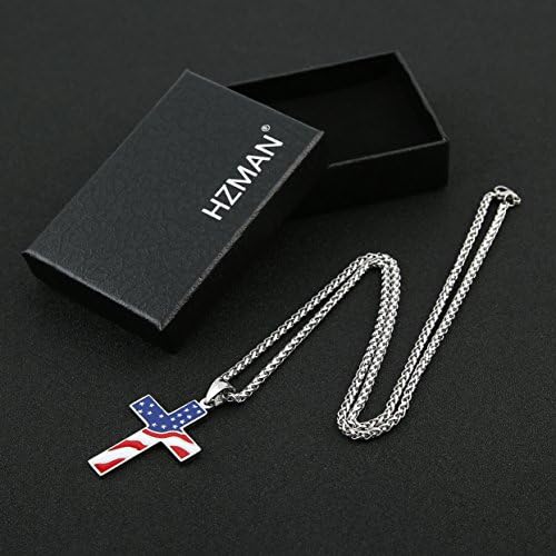 Hzman American Flag Patriótico cruzar jóias religiosas colar
