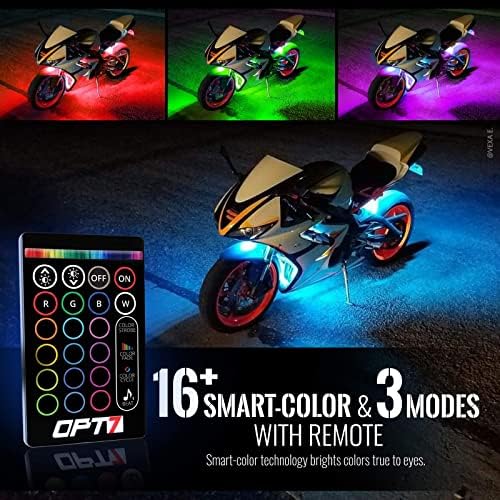Opt7 Aura Motorcycle LED Kit de iluminação de sotaque, kit de luzes multicoloridas RGB com luzes