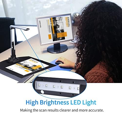 YFQHDD Livro portátil e Scanner de câmera de documentos USB 2.0 Scanner de alta velocidade com luz LED