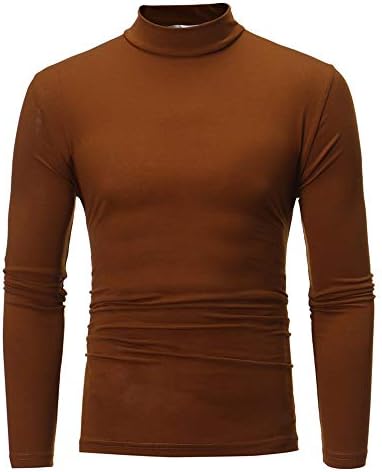 Suéter de malha de zdfer masculino de mock rollover de cor sólida casual tops básicos e outono inverno blusa