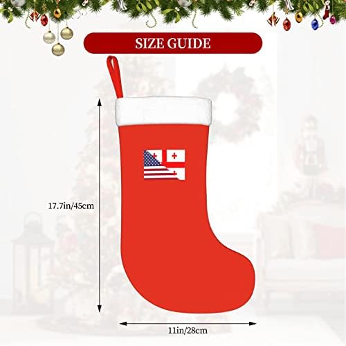 TZT American Bandle and Georgian Flag Whrits Christmas Stockings, Natal Gifts para decorações de férias