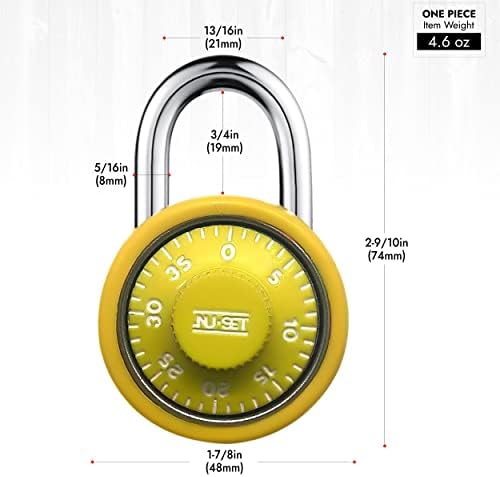 NU-SET 1-3/4 polegada Dial Locker Lock, cadeado combinado para ginásios e armários escolares,