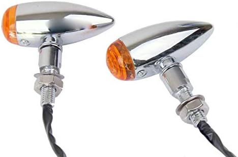 Motortogo Chrome Bullet Motorcycle LED Indicadores de sinal de giro pisca com lente âmbar compatível