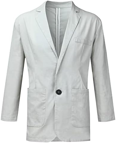Jaquetas para homens masculino fato de linho de linho bolso de bolso sólido de manga comprida jaqueta de roupas