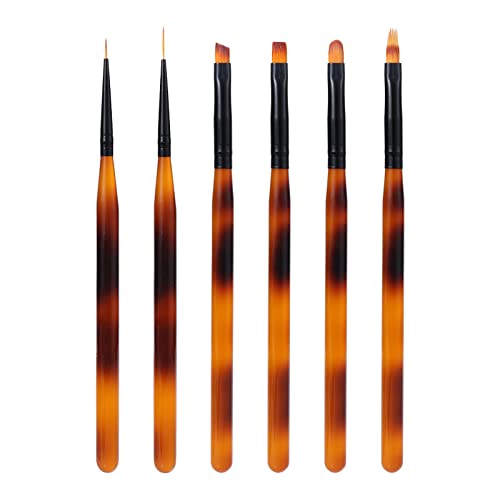 6pcs esmalte de limpeza de pincéis, ferramentas de design de unhas com pintura de caneta de linha de pontapé