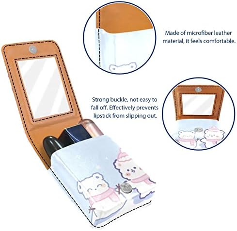 Caixa de batom de Oryuekan com espelho bolsa de maquiagem portátil fofa bolsa cosmética, animal de