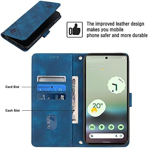 Compatível com a carteira do Google 6A Case com slots de cartão de crédito Strap pulseira e capa de