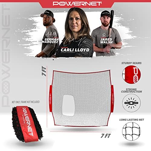 PowerNet 7x7 ft Tela de proteção de arremesso para softball | Barreira de 49 pés quadrados | Perfeito para prática