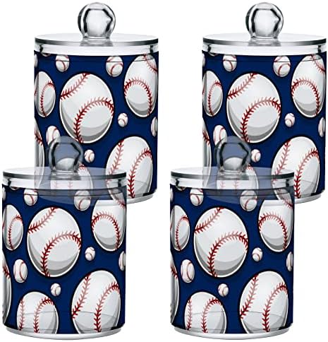 Baseball Softball Cotton Swab Suports Recipientes de banheiro Jarro com tampas conjunto de algodão Ball