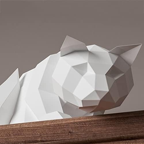WLL-DP CAT Olhando para baixo Troféu Diy Troféu Criativo Origami Puzzle 3D Modelo