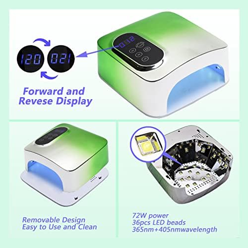 Lâmpada de unha LED UV, secador de unhas sem fio, luz de unha LED UV recarregável de 72W, lâmpada de unha