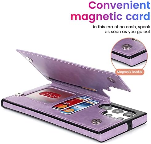 W Wintming Compatível com capa Samsung S23 Ultra Wallet com 3 cartas capa com estojo de couro de couro PU