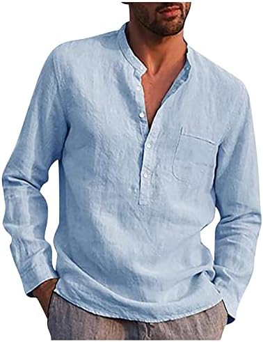 Camisas de linho Zefotim para homens de manga longa/curta camisetas de vestido casual slim fit slim fit