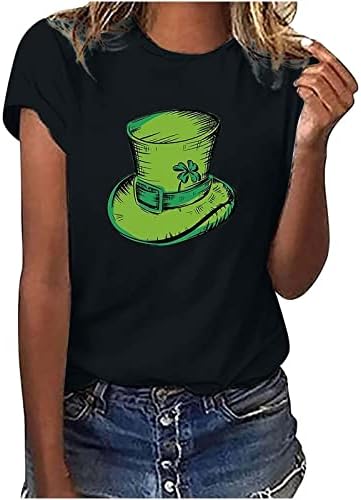 Camisa de Chapéu Casual de São Patrício de São Patrício para mulheres Tops de verão Casual Tops de manga