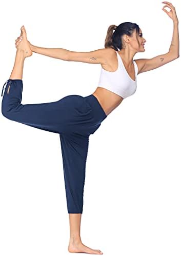 Coorun Compatível para calças de ioga Capri Womens com bolsos calças de coragem de alta cintura