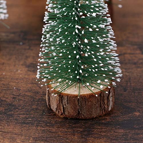 Decoração de Natal Doitool 6pcs Desktop Miniature Pines Trees Sisal Snow Frost Trees para Decoração
