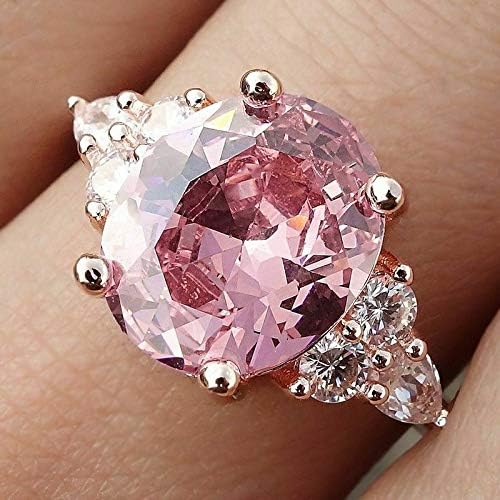 Joy Jewelry Women Women Pink Sapphire Claw Ring Rose Gold Gold Wedding noivado Banda de jóias
