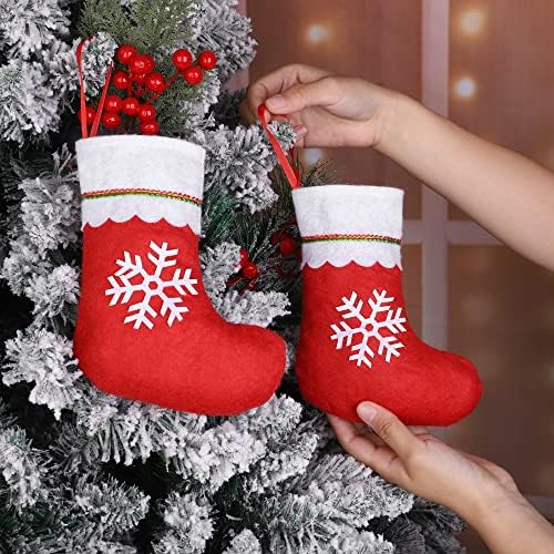 Hiwooii 24 pacote meias de Natal Meias de 9 polegadas Belas de Natal de 9 polegadas Branca Branca Snowflake