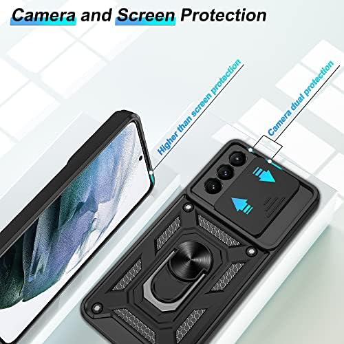 Atump Compatível com o caso Samsung Galaxy S21 Plus com protetor de tela HD com tampa da câmera deslizante,
