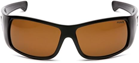 Óculos de segurança pyamex furix, moldura preta/café anti-capa