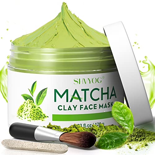 Máscara de argila de chá verde matcha matcha, máscara de chá verde antioxidante com lama vulcânica, limpeza