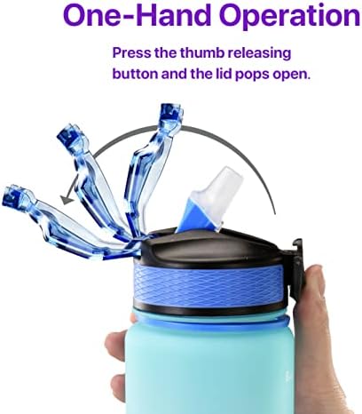 Garrafa de água EYQ 32 oz com marcador de tempo, alça de transporte, Tritan BPA à prova de vazamentos, certifique-se