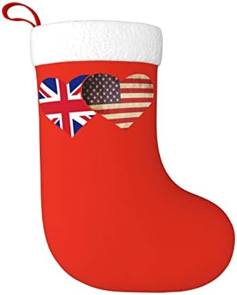 CutedWarf British Bandle and American Flag Christmas Meking Xmas Decoration Classic 18 polegadas lareira